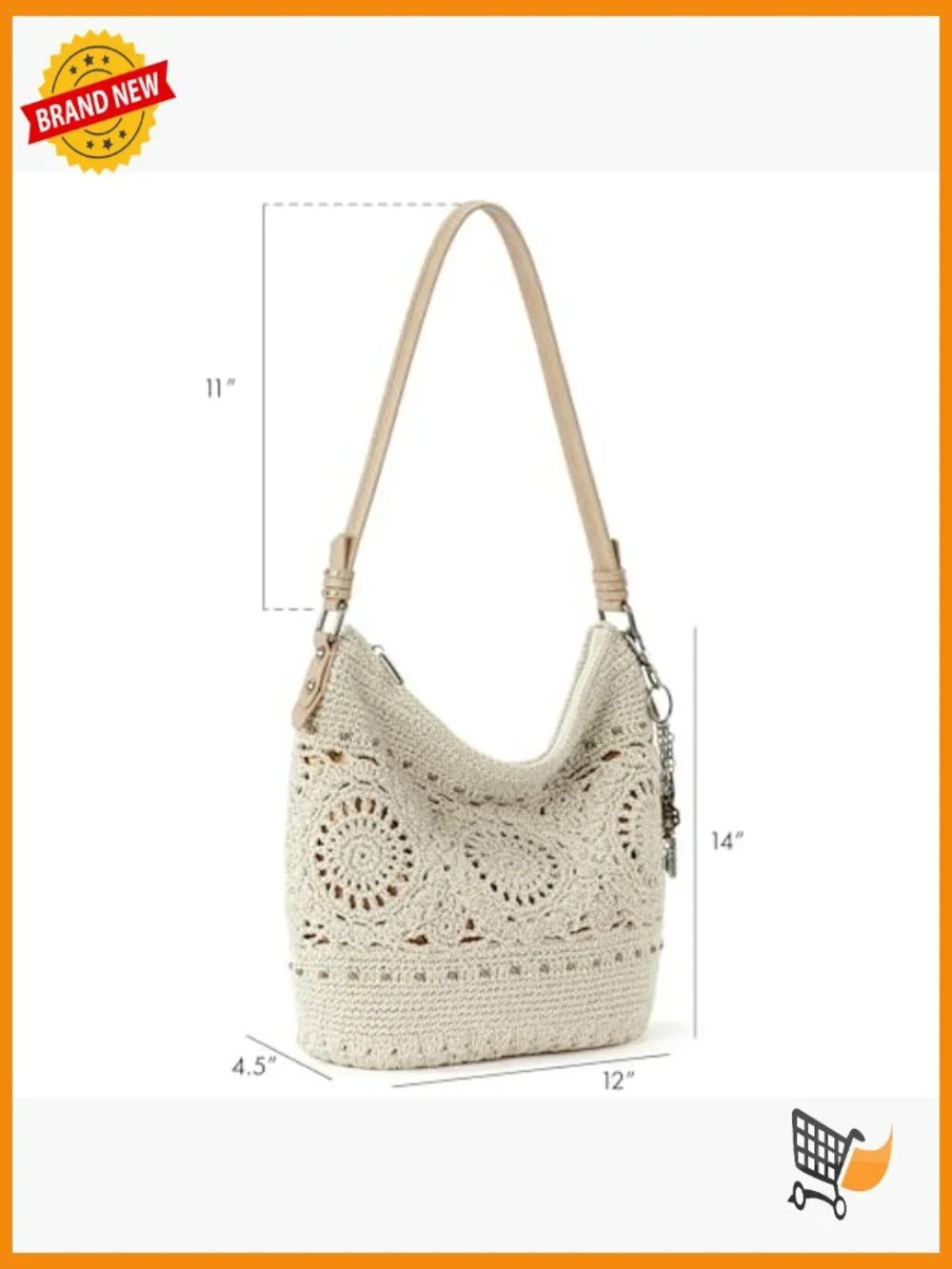 Hand Crochet Hobo Bag - Large Women's Purse for Everyday & Travel - Durable - Picture 5 of 7